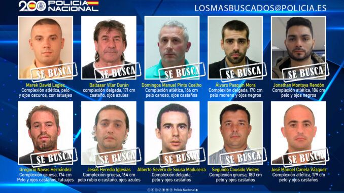 La Policía Nacional busca a diez fugitivos que podrían encontrarse en España