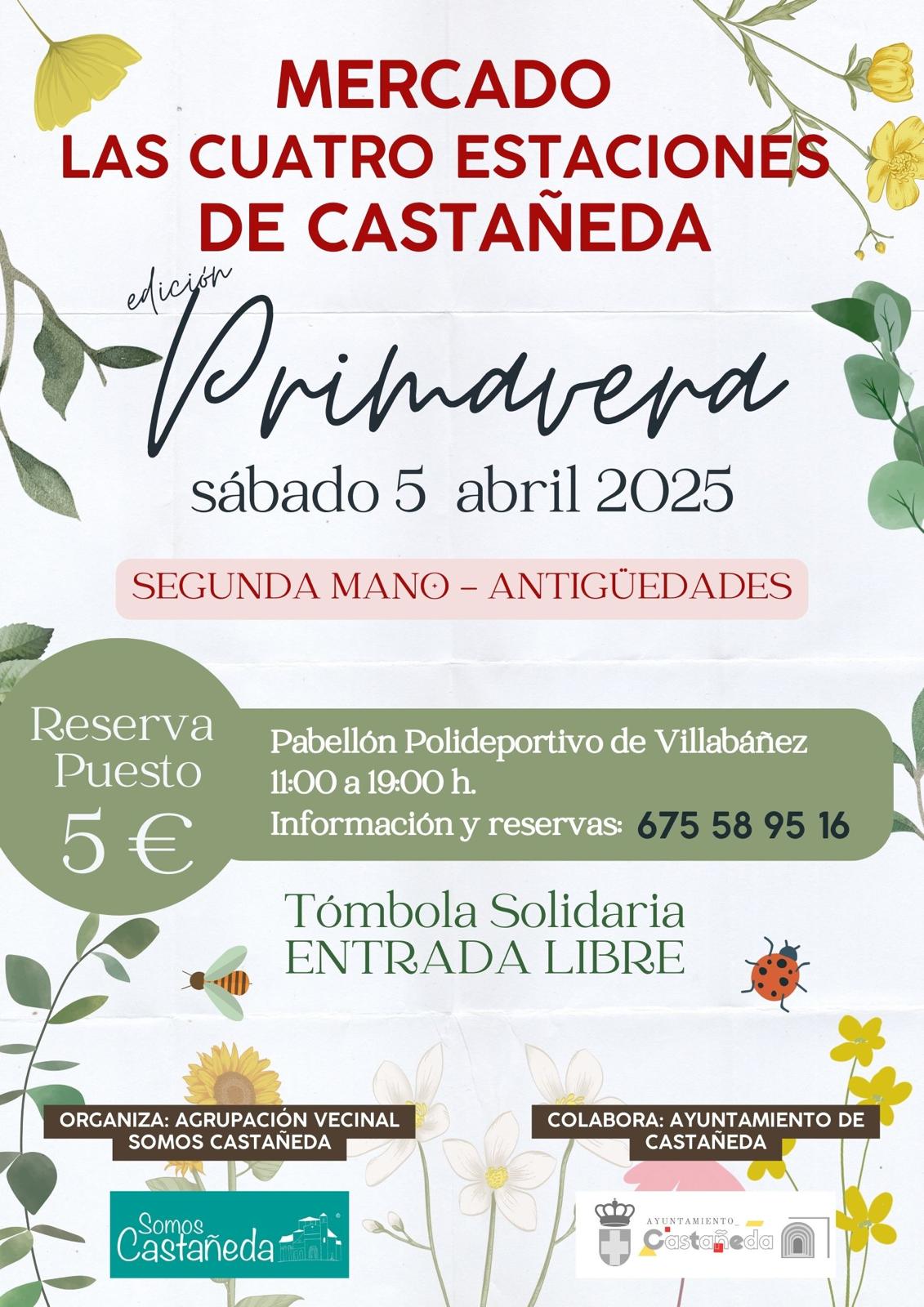 Sábado 5 de abril se celebrará el Mercado las cuatro estaciones de Castañeda