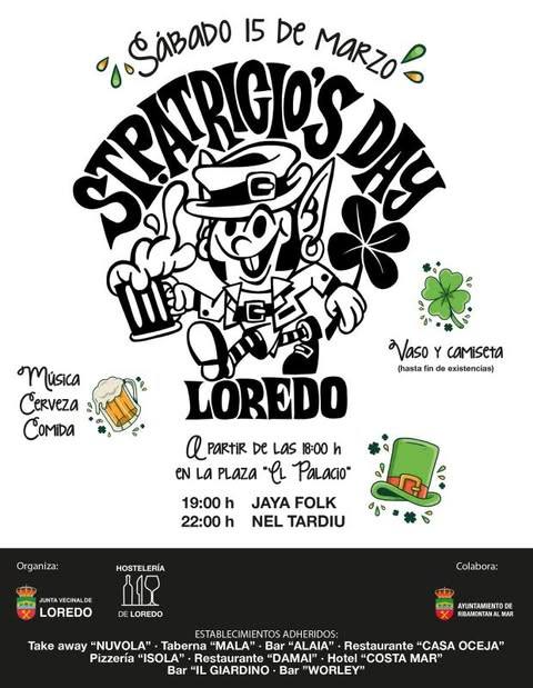 Sábado 15 de marzo, 18.00 San Patricio en Loredo con Jaya Folk y Nel Tardiu