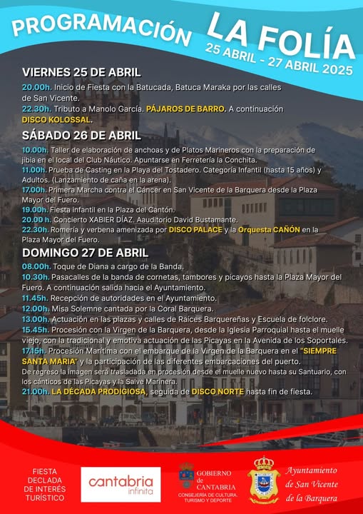 Del viernes 25 al domingo 27 de abril. La Folía en San Vicente de la Barquera.