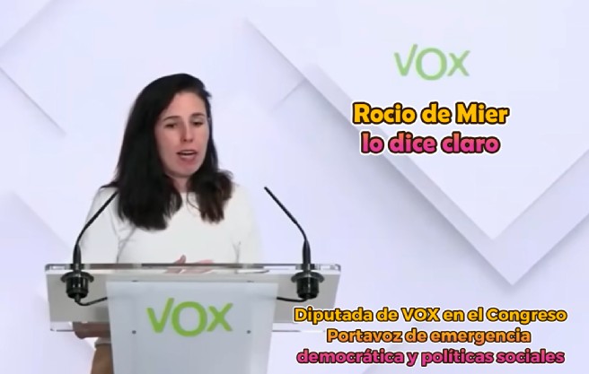 La Diputada en el Congreso Rocío de Mier deja claro el ideario de VOX «en España sobran 7 u 8 millones de personas»